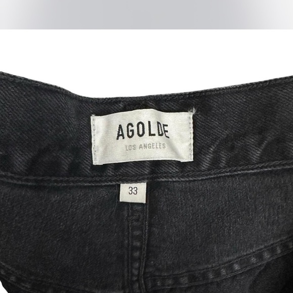 Agolde Black Jean Shorts pleated Distressed Cut-Off Hem - Picture 2 of 5
